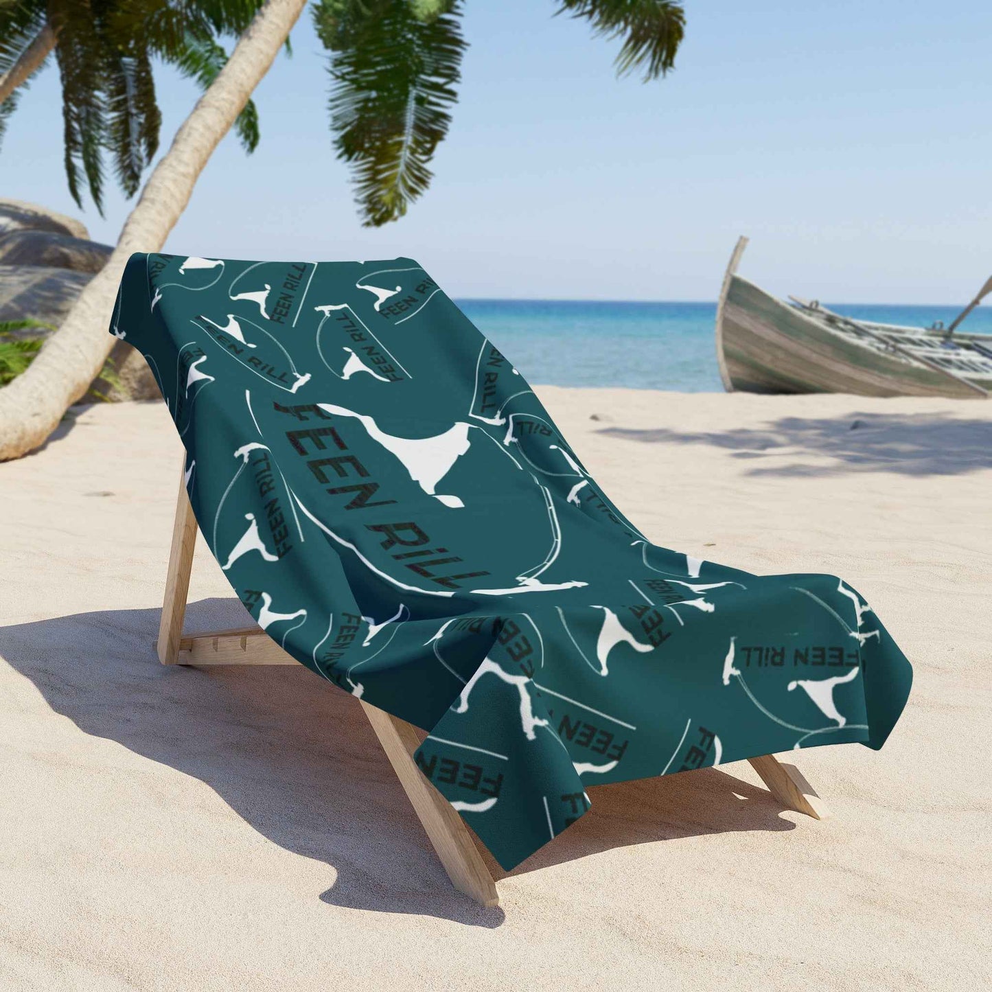 Feen Rill Deep Teal Beach Towel