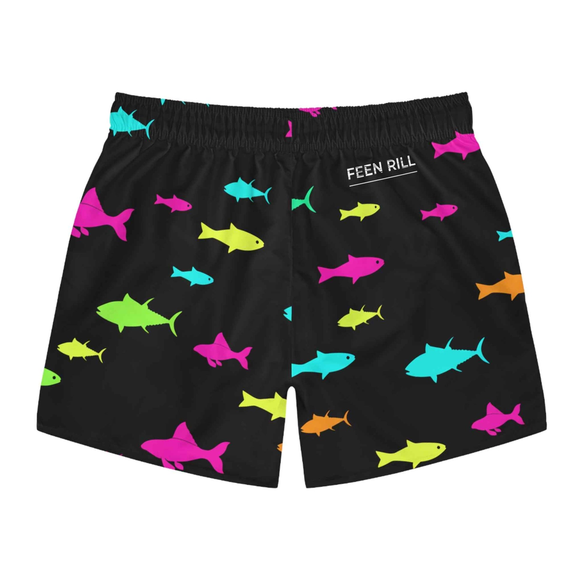 Black Feen Rill Fish Swim Trunks