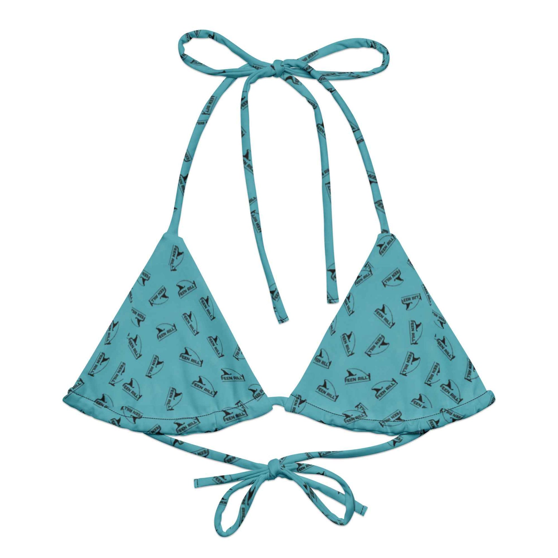All-over print recycled string bikini top