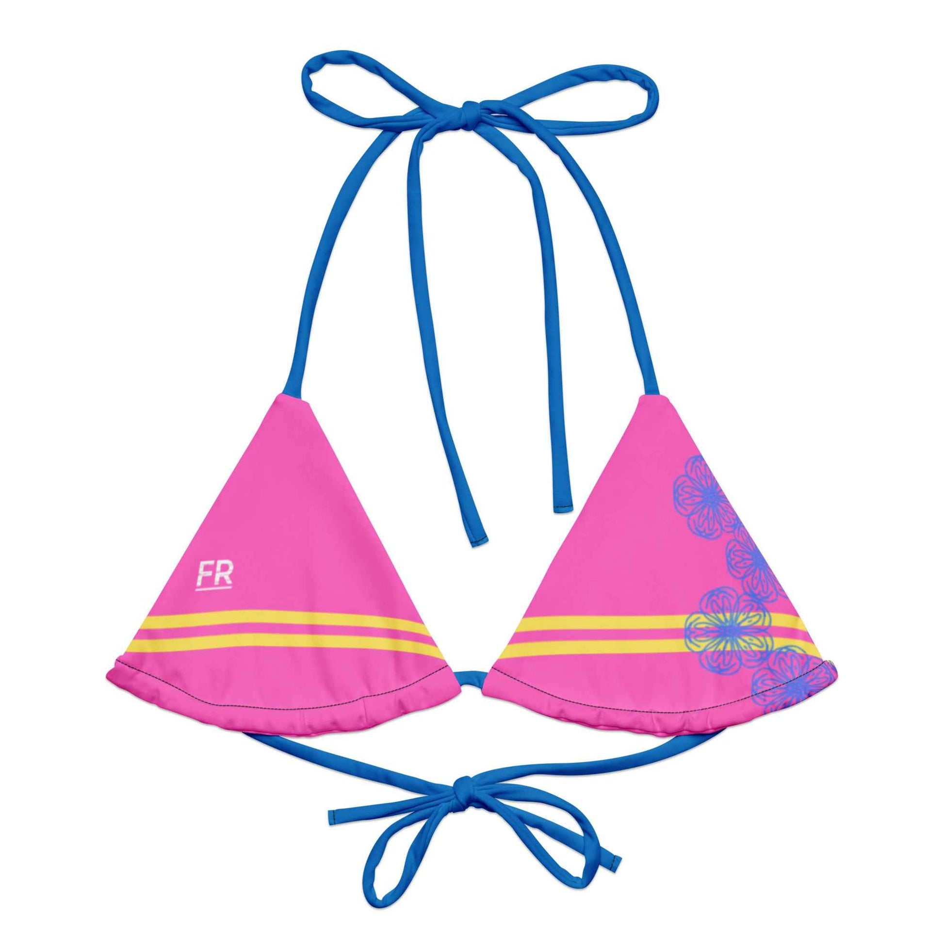 All-over print recycled string bikini top
